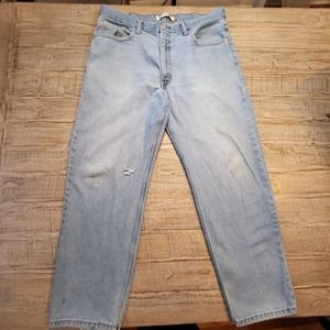Levi Strauss 550 Mens 38x29 Relaxed Fit Straight Leg Denim Jeans Blue Distressed